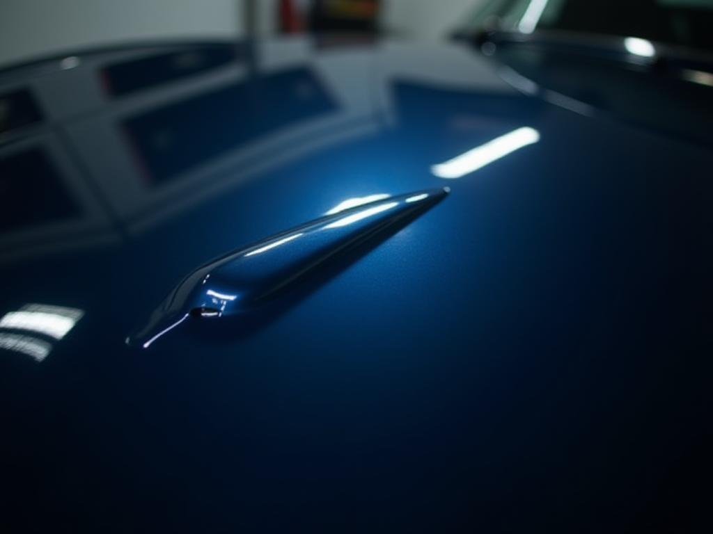 美しい光沢を放つ車のクローズアップ画像 - カーディテイリングワークショップのイメージ